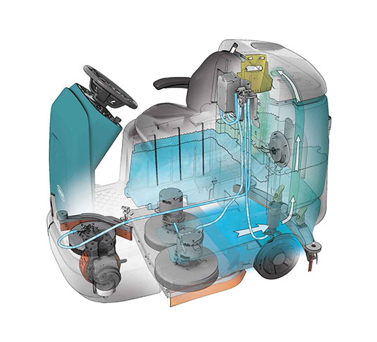 Ilustración de la máquina de disco fregadora Tennant T12